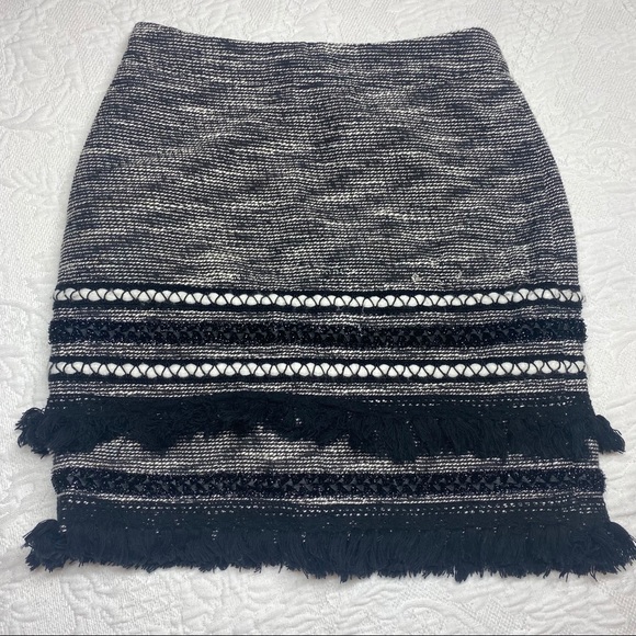 H&M Tweed Tassel Fringe Pencil Mini Skirt - Picture 8 of 9